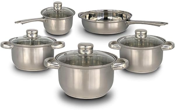 Conjunto de Panelas de Aço Inox com Tampa de Vidro